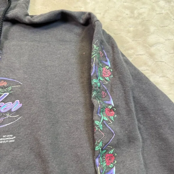 VTG y2k 100% Hardcore Biker Hoodie Sz XL Faded Worn Painted Floral Reno NV